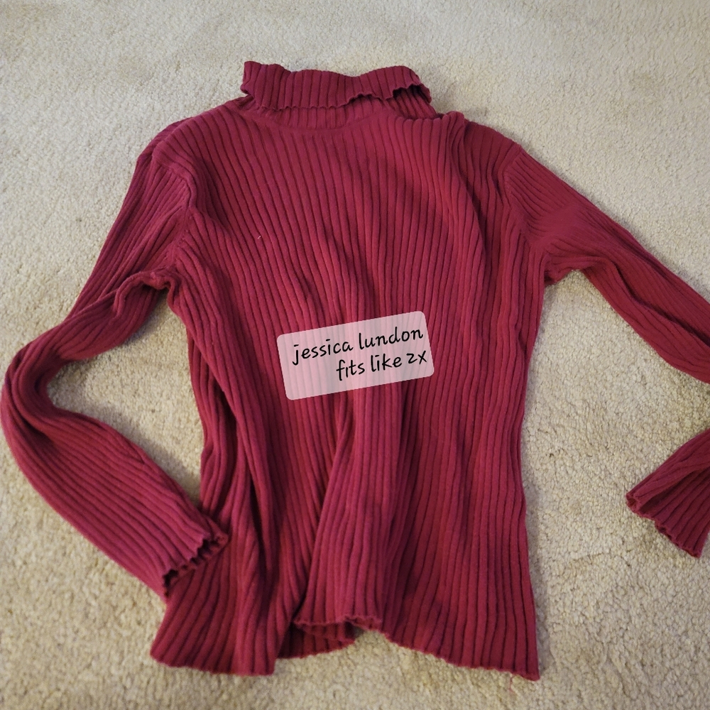 Jessica London Ribbed Burgundy Sweater